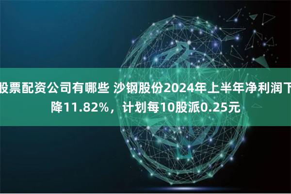 股票配资公司有哪些 沙钢股份2024年上半年净利润下降11.82%，计划每10股派0.25元